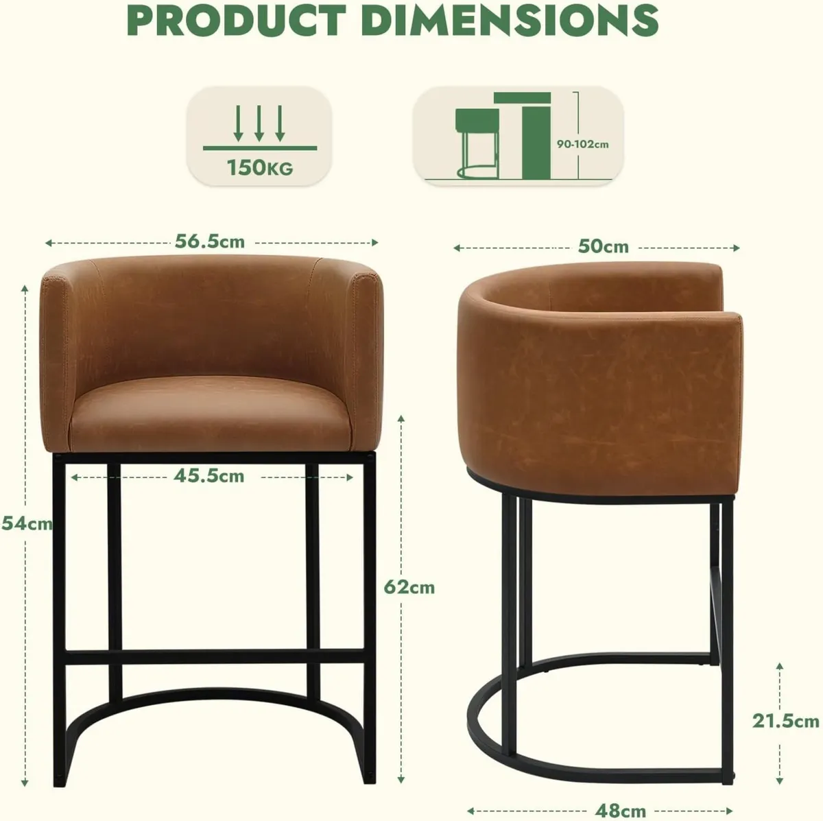 Counter Height Bar Stools 24 Inch Linen (Set of 2) - Image 2