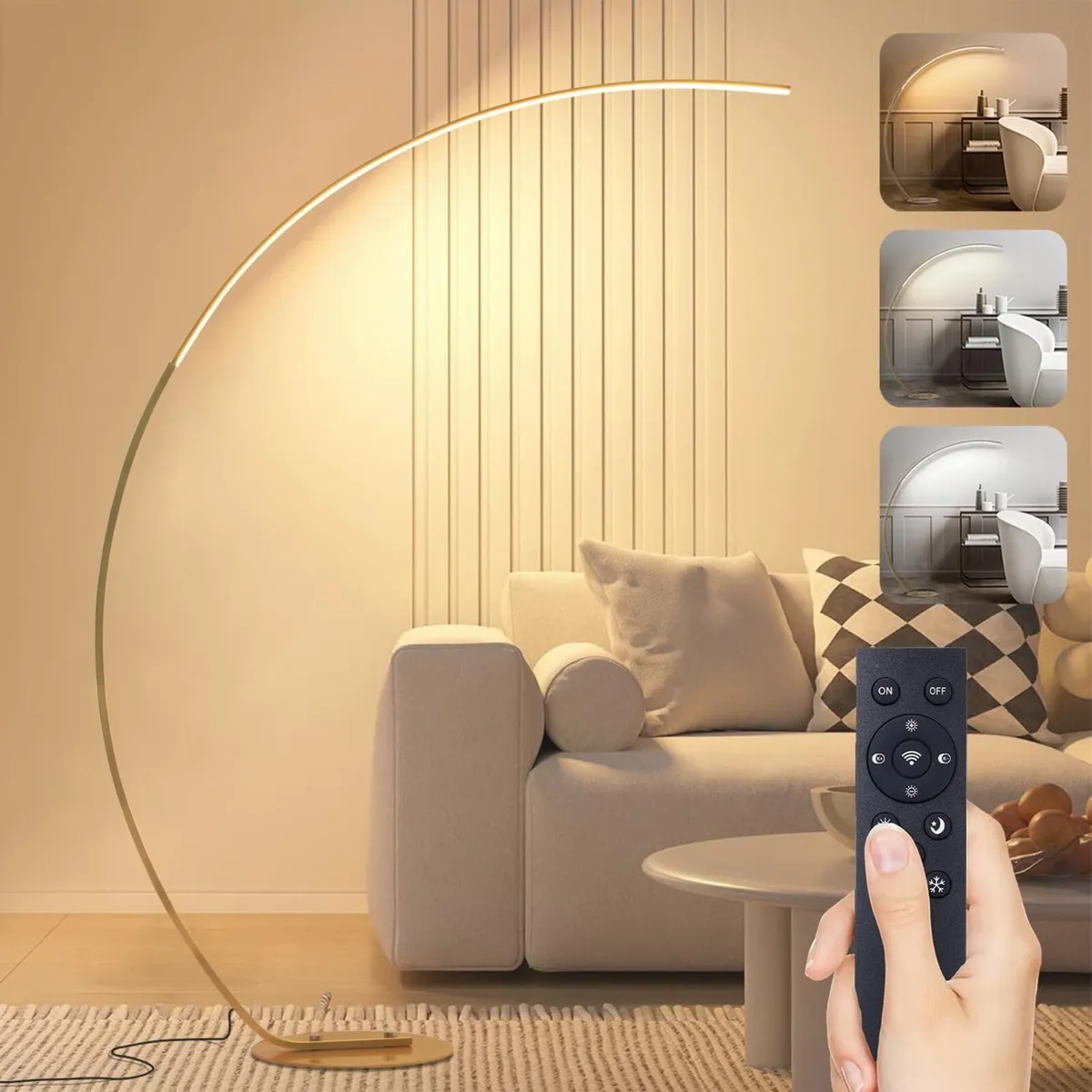 LED Arc Floor Lamp Dimmable Modern Standing - Image 1