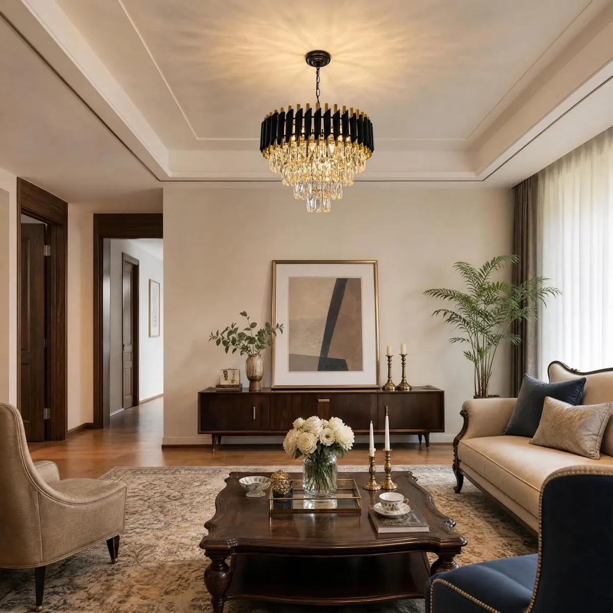 Modern and Crystal Flush Mount Chandelier 7-Light - Image 3
