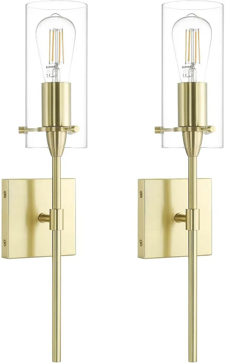 Bathroom Wall Lights Clear Glass Shade - Image 1