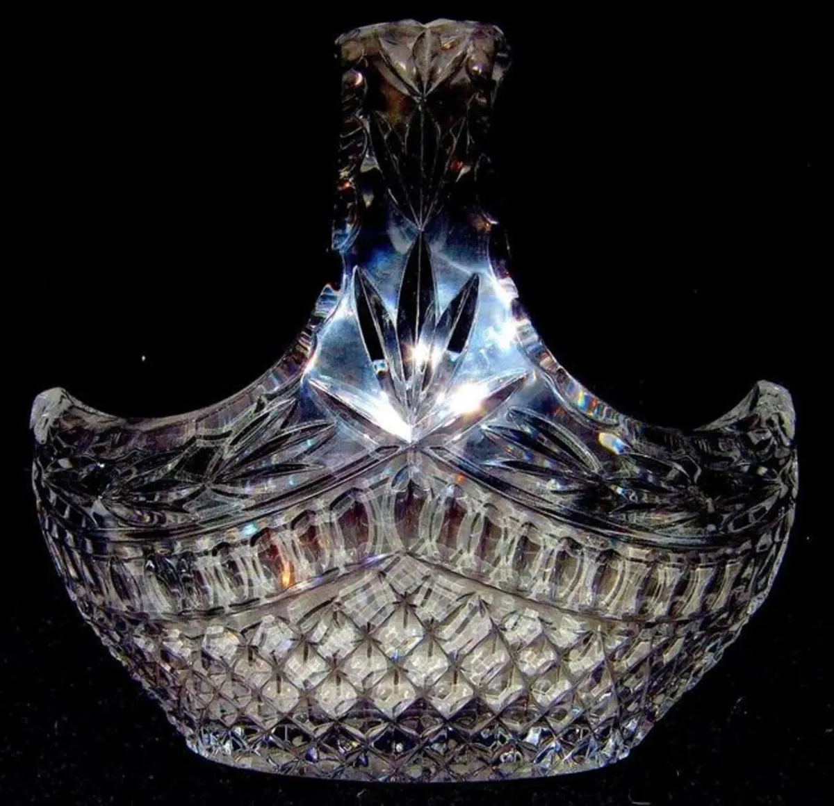 Vintage Harrods Heavy Cut Lead Crystal Basket - Image 1