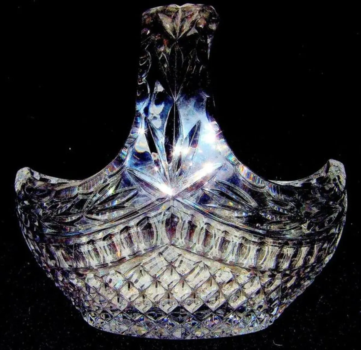 Vintage Harrods Heavy Cut Lead Crystal Basket - Image 2