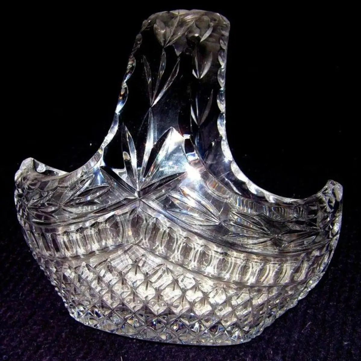 Vintage Harrods Heavy Cut Lead Crystal Basket - Image 3