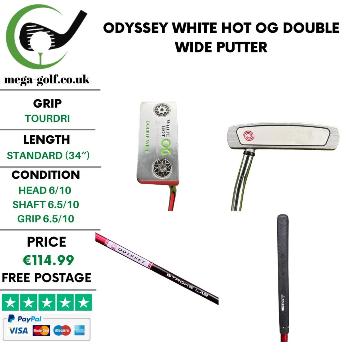 Odyssey White Hot OG Double Wide Putter / 34" - Image 1