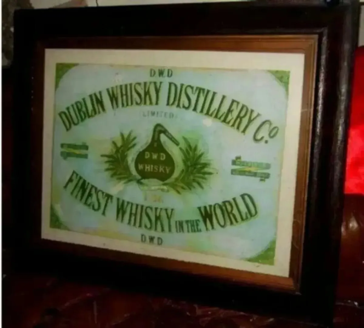 Vintage D.W.D. Dublin Whisky Distillery Framed Ad - Image 2