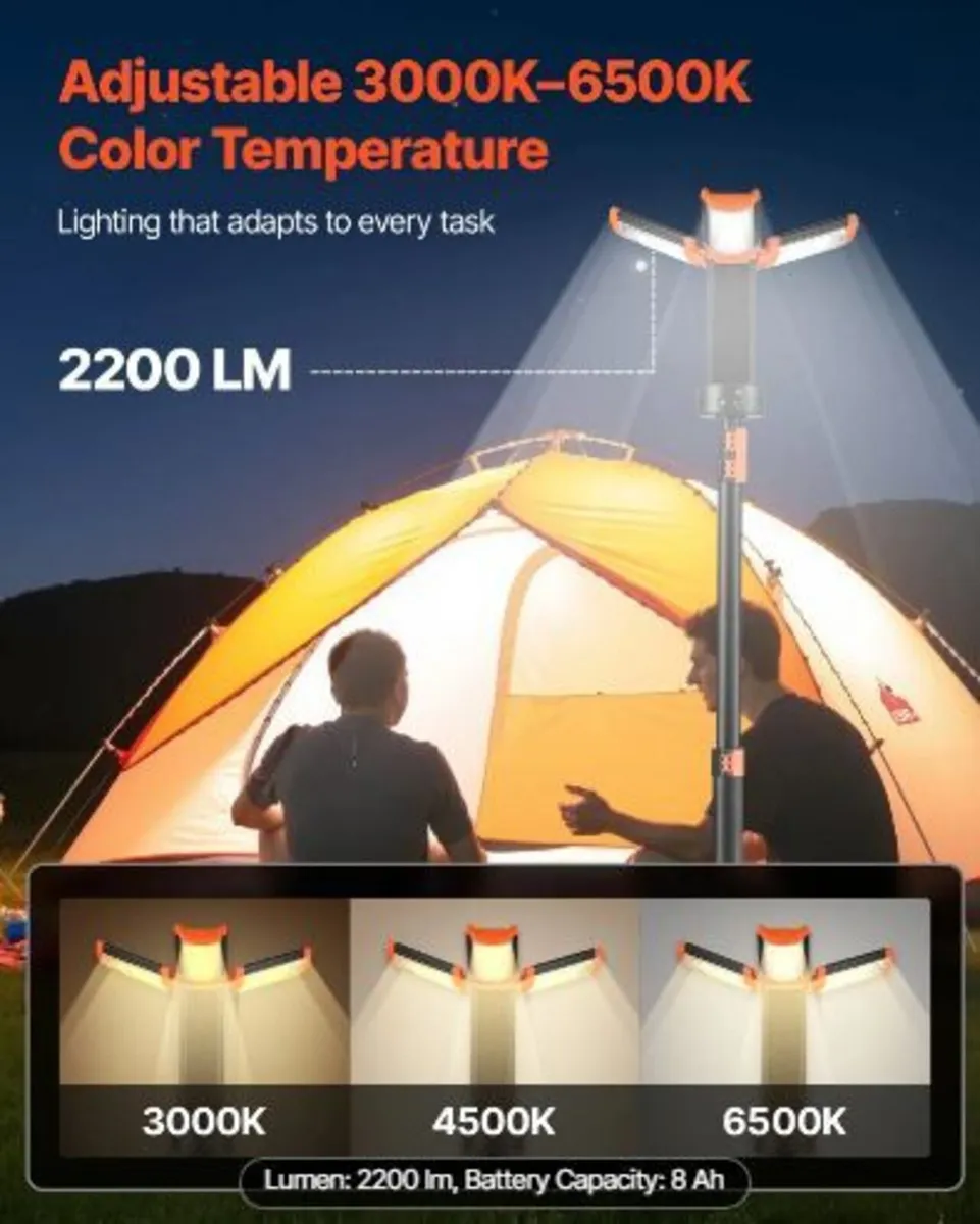 LED Work Light with Stand, 8Ah, Rechargeable - Image 4