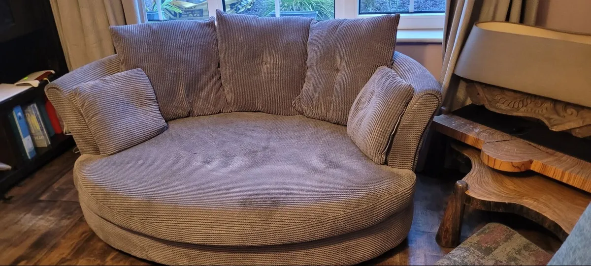 2 DFS couches and footstool - Image 1
