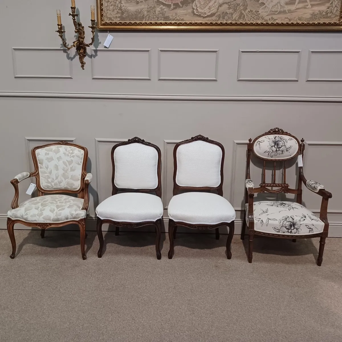 Four restored chairs with new upholstery - Image 1