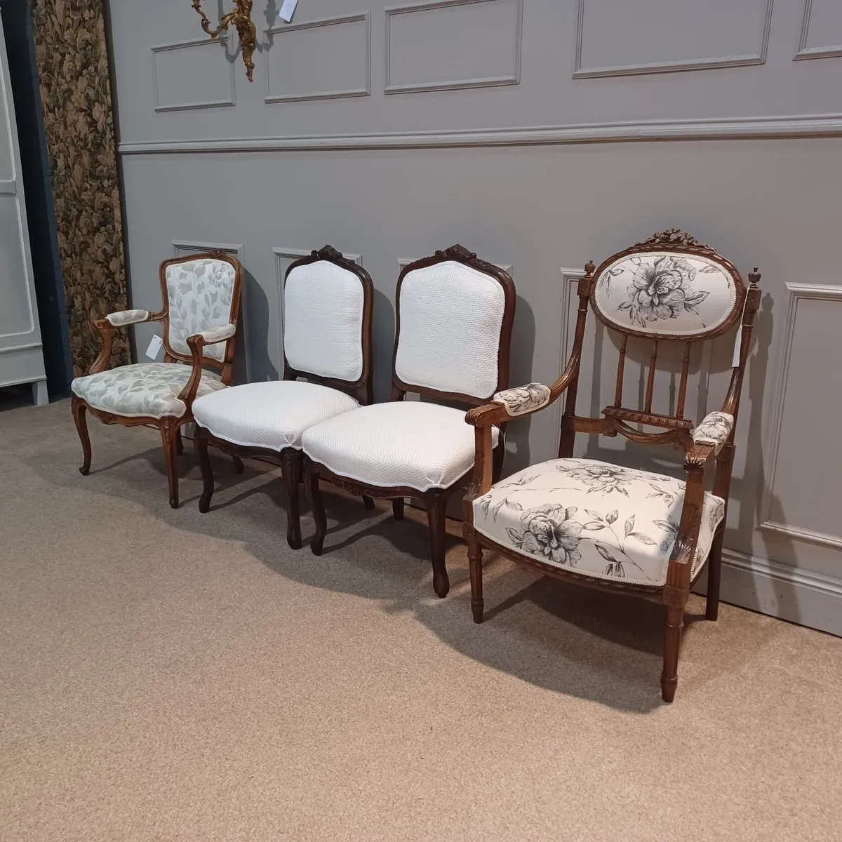 Four restored chairs with new upholstery - Image 4