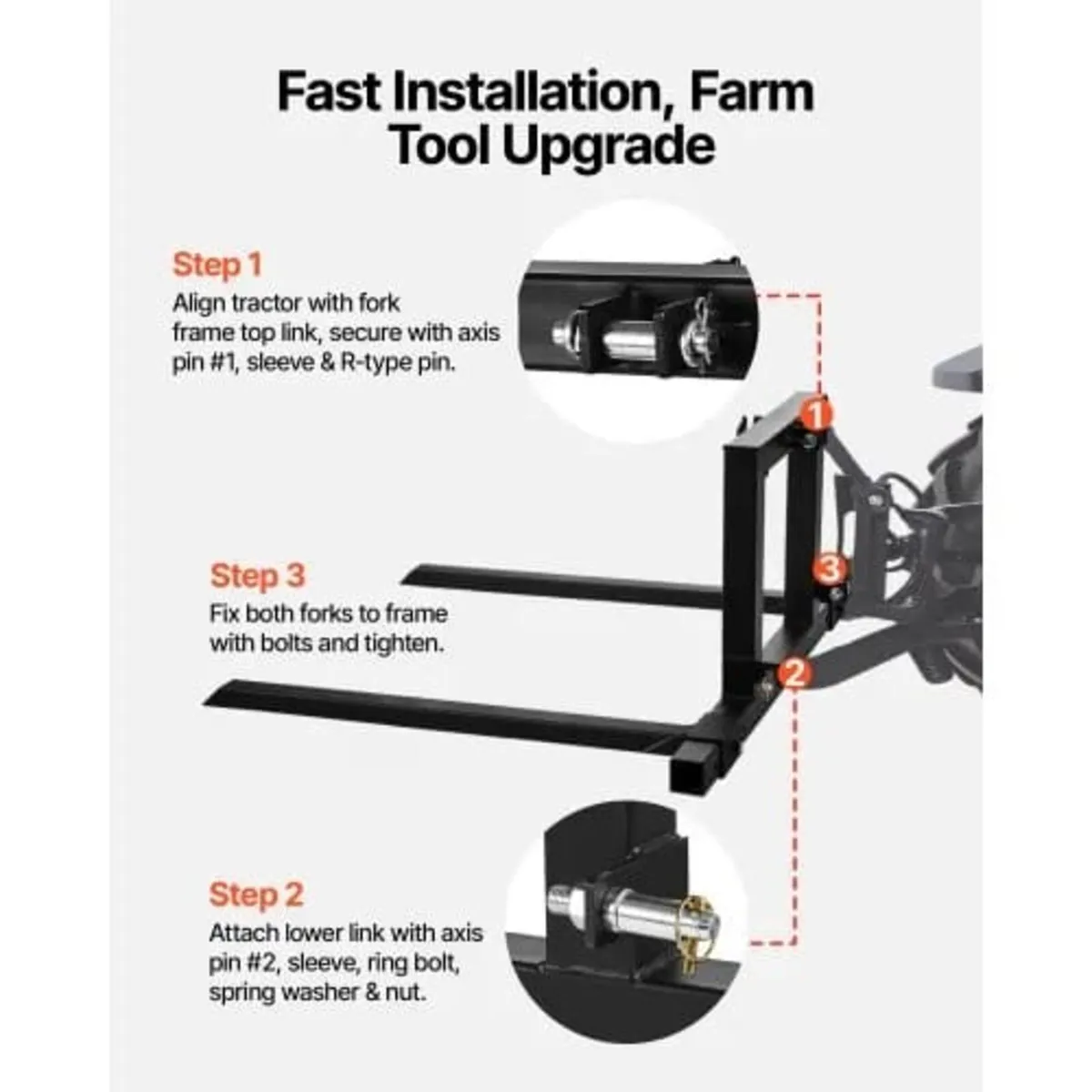3 Point Hitch Pallet Forks, 680 kg Clamp on Pallet - Image 3