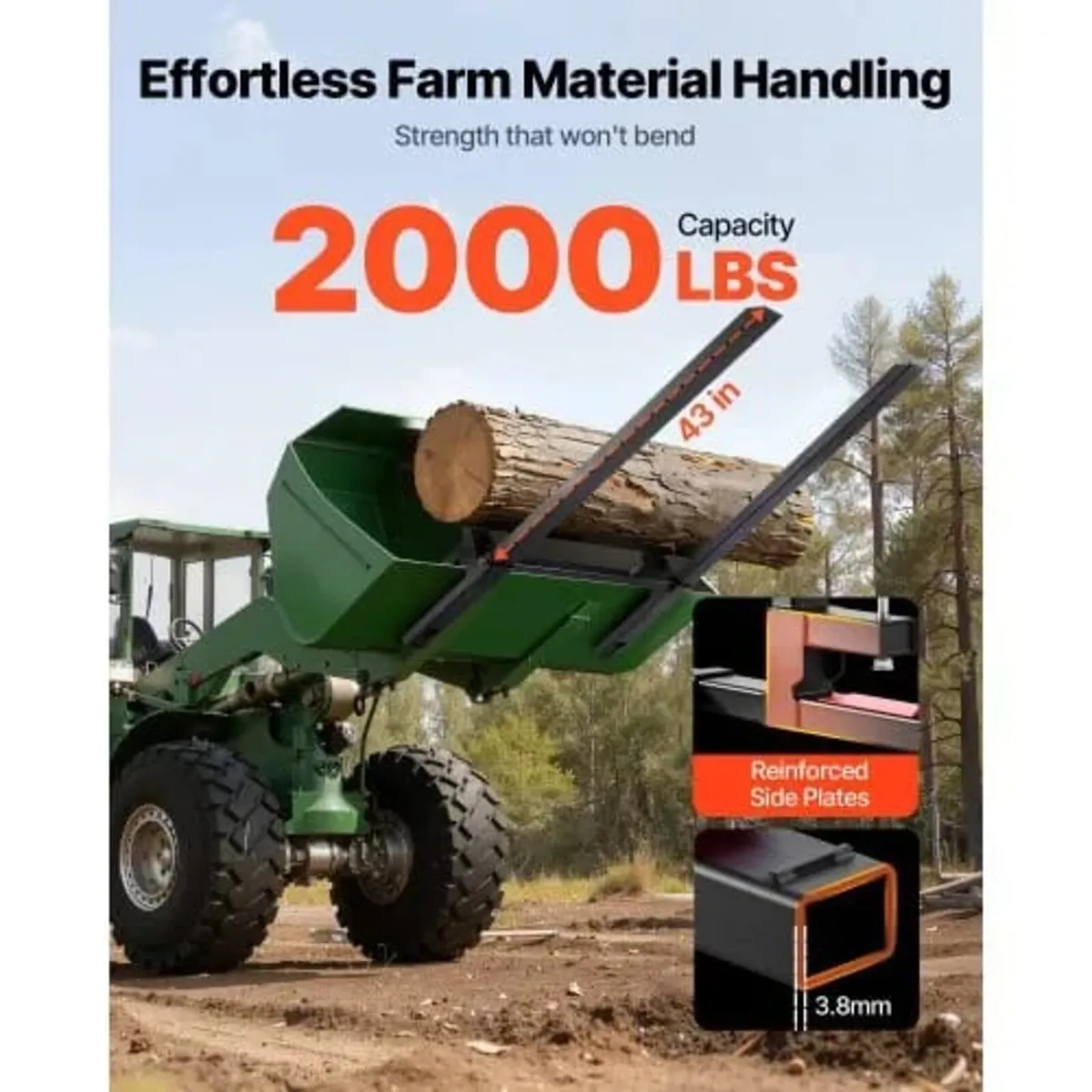 Forks, 907 kg Clamp on Pallet Forks, 149 cm Total - Image 3