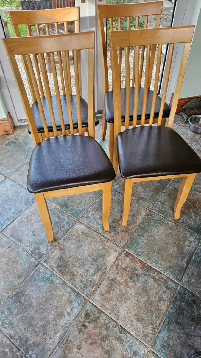 4x Beech dining chairs - Image 1