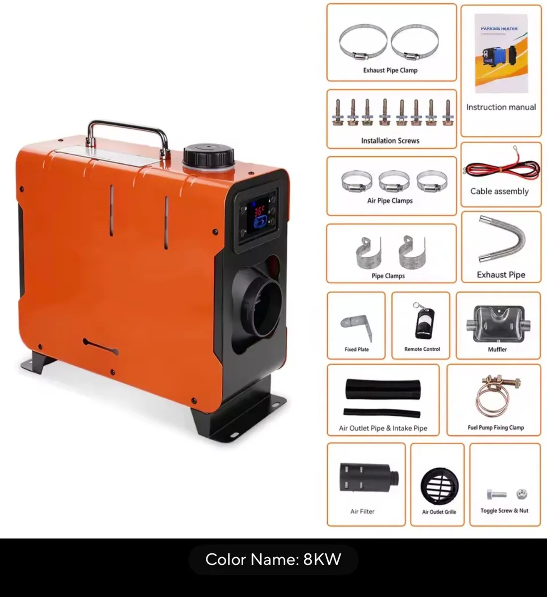 8KW 12V 24V Diesel Air Heater Parking Diesel - Image 1