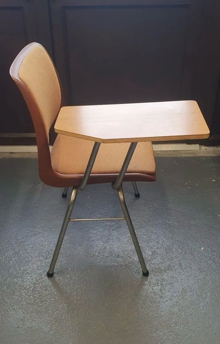 Vintage 1970s Style Writing Tablet Chairs Retro mid century Adult size - Image 2