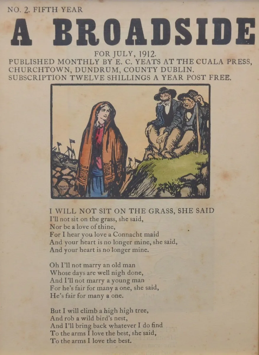 Jack B Yeats Hand Coloured Broadside Print 1912 - Image 3