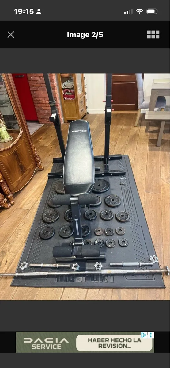 Rack bench barbell dumbbells and weights - Image 3