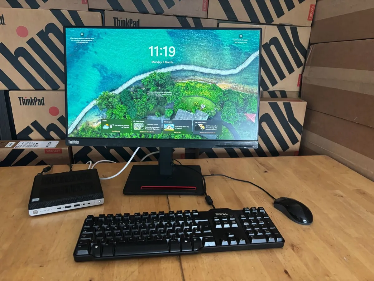HP EliteDesk 800 PC's-Hex i5-24" Screen-Win 11 - Image 1