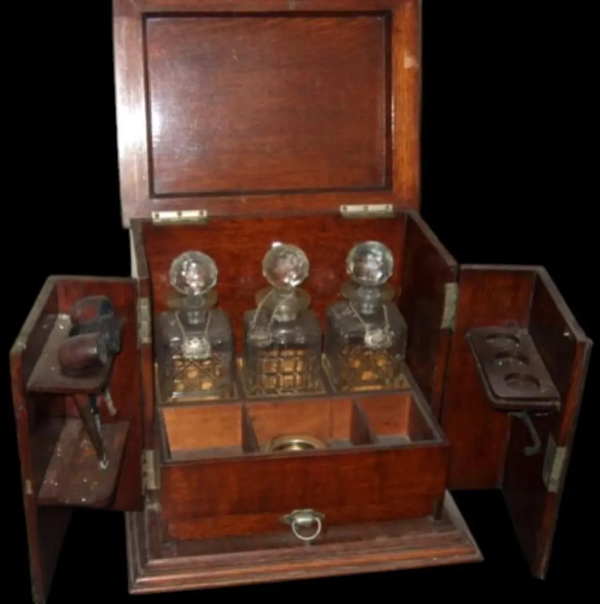 Authentic Victorian Oak Tantalus & Smokers Cabinet - Image 3