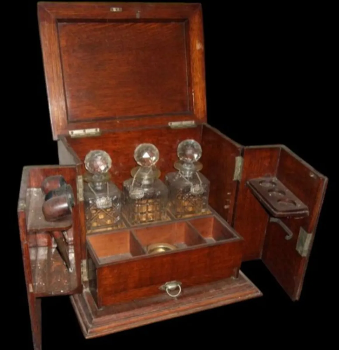 Authentic Victorian Oak Tantalus & Smokers Cabinet - Image 4