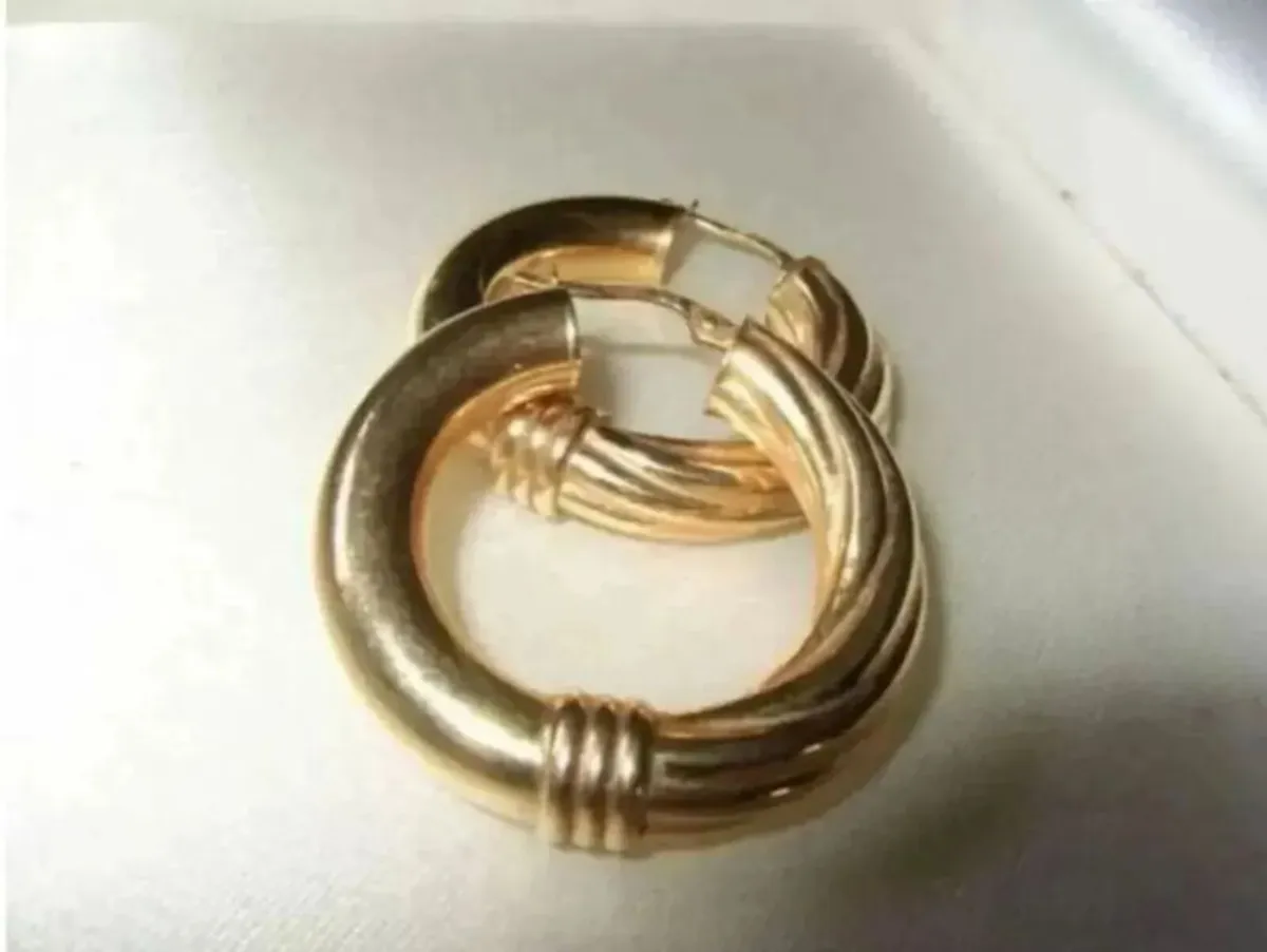 Vintage Hallmarked 9ct Gold Hoops - Image 1