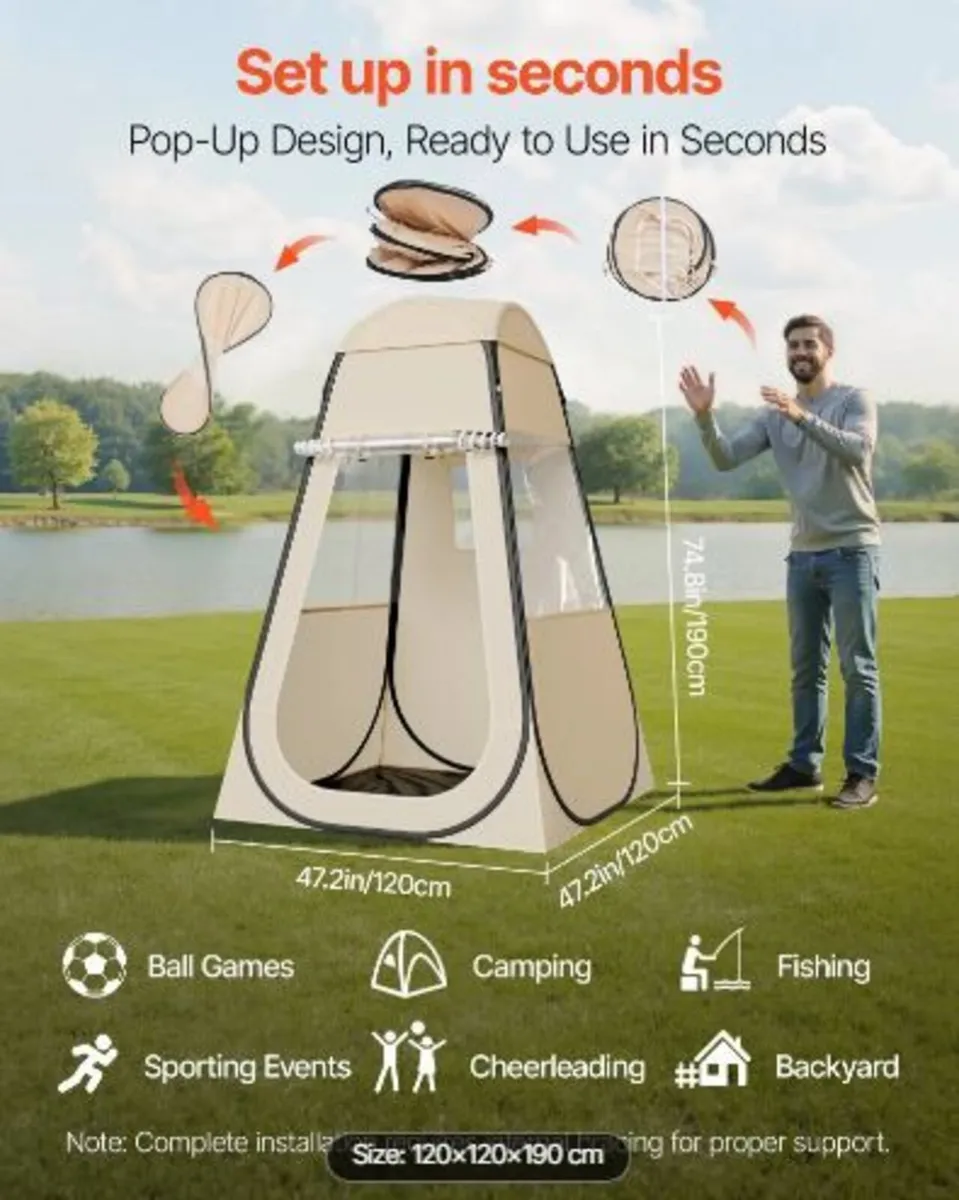 Pop up Sports Tent, 1.2x1.2 m Clear - Image 2