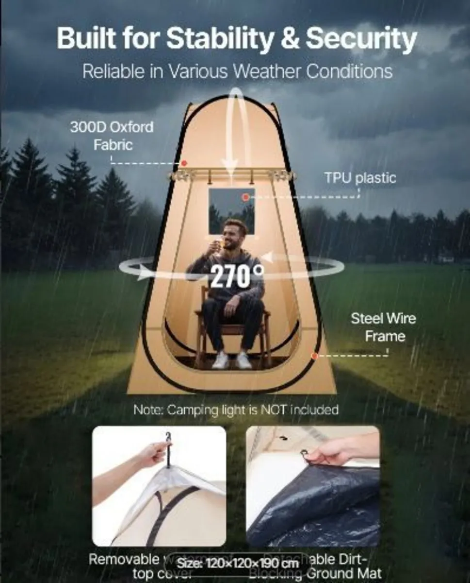 Pop up Sports Tent, 1.2x1.2 m Clear - Image 3