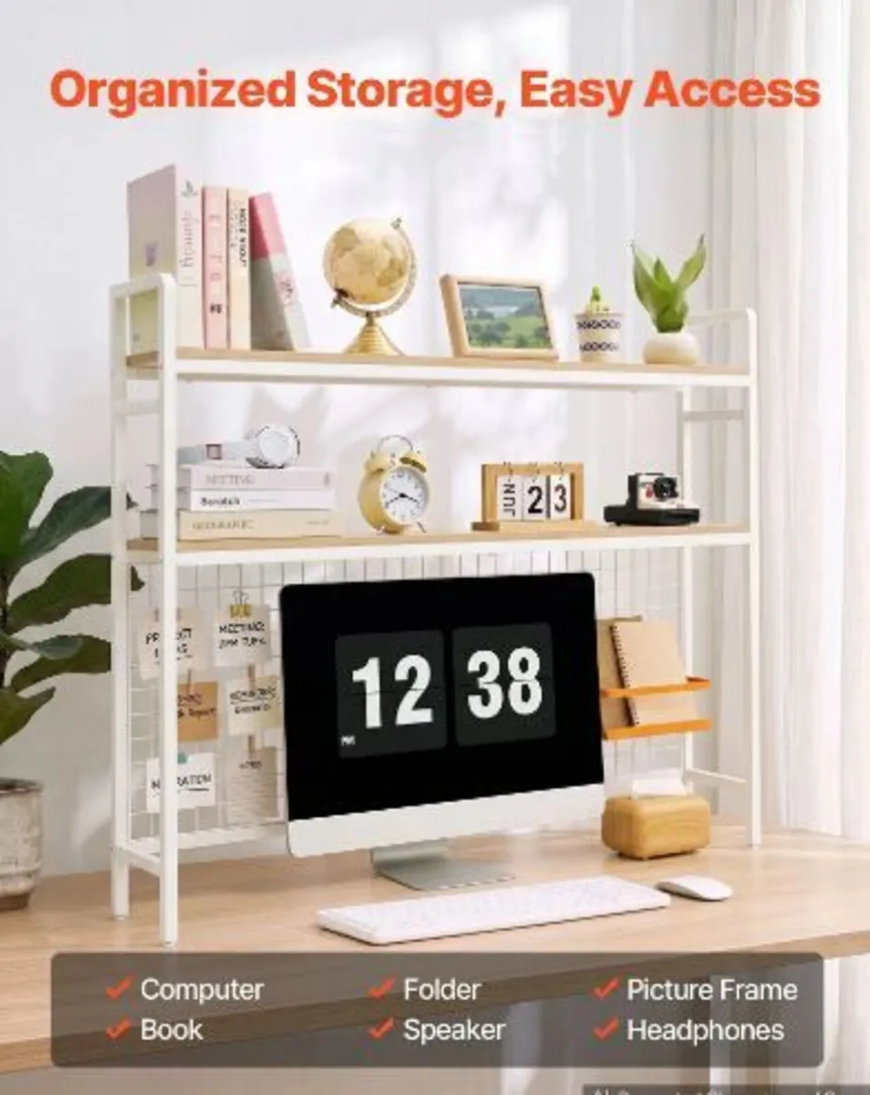 Desktop Bookshelf 3-Tier Countertop Storage Hutch - Image 1