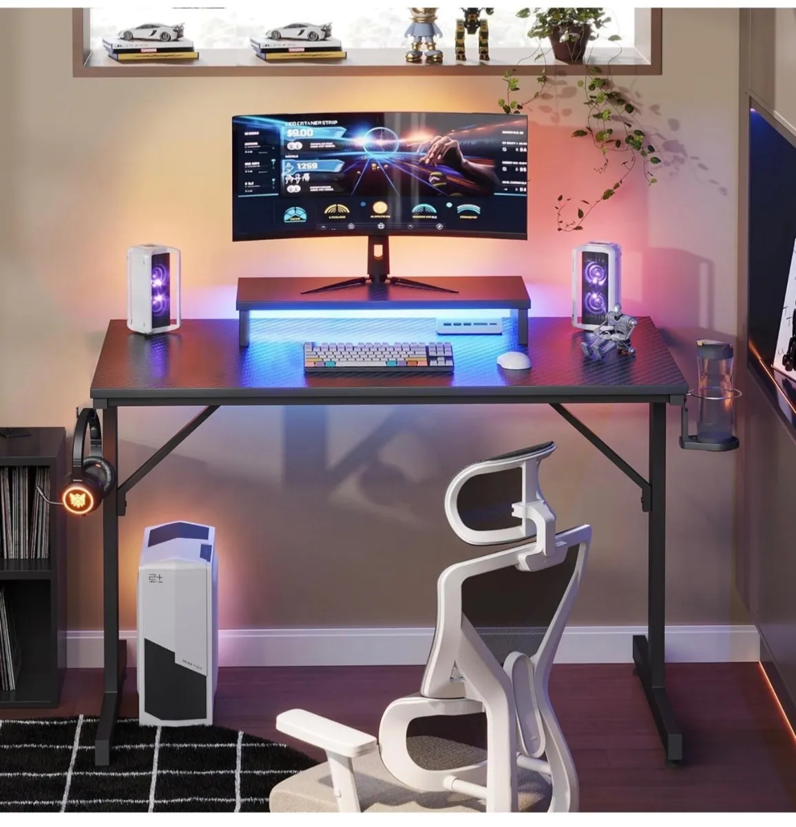 Small Gaming Desk 106.6 CM LED Computer Desk with - Image 4