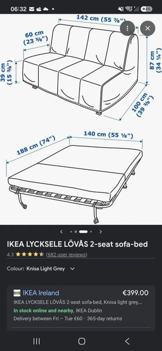 Ikea 2 seats sofa bed - Image 2