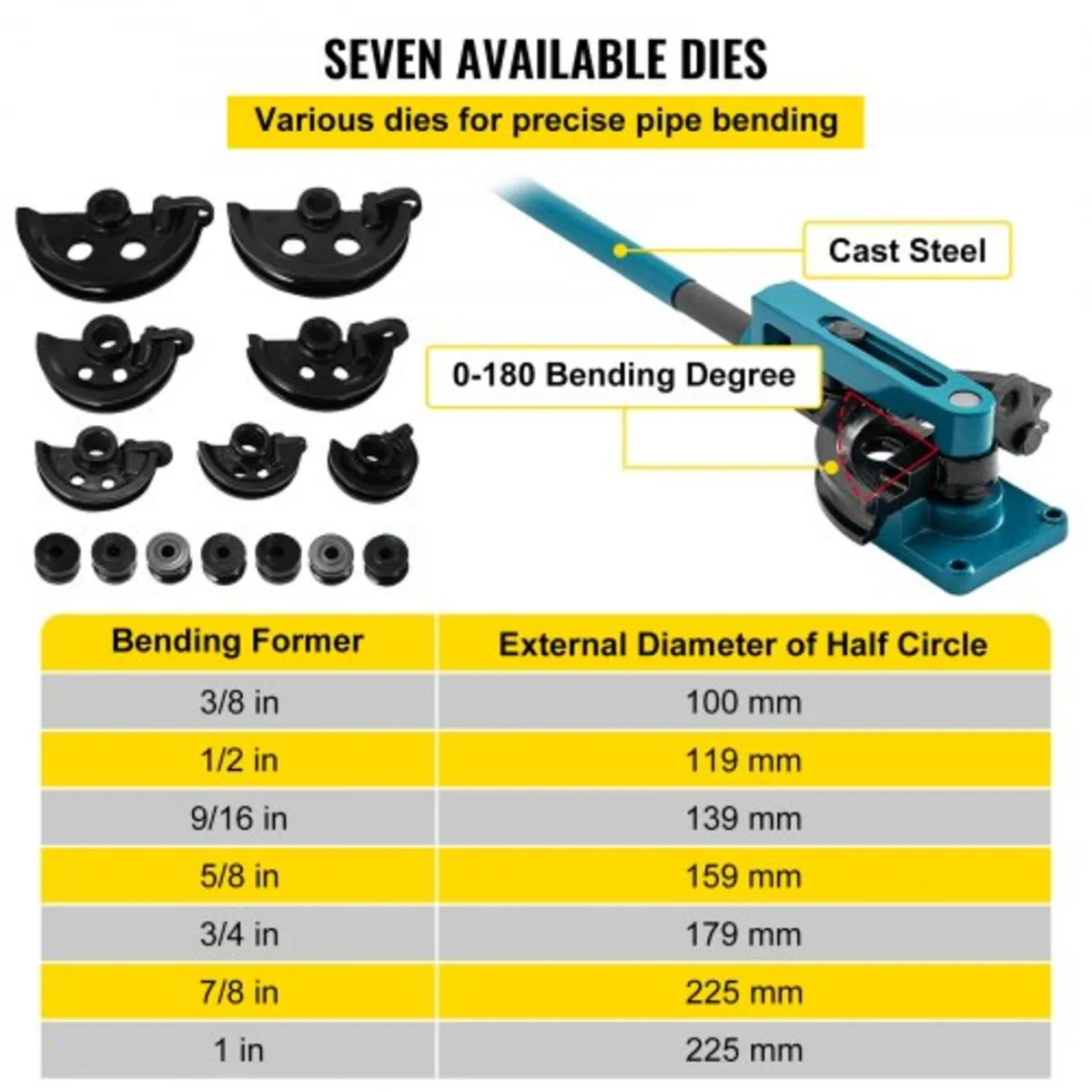 Pipe Tube Bender, 6.4mm-22.2mm Ratcheting Tubing B - Image 3
