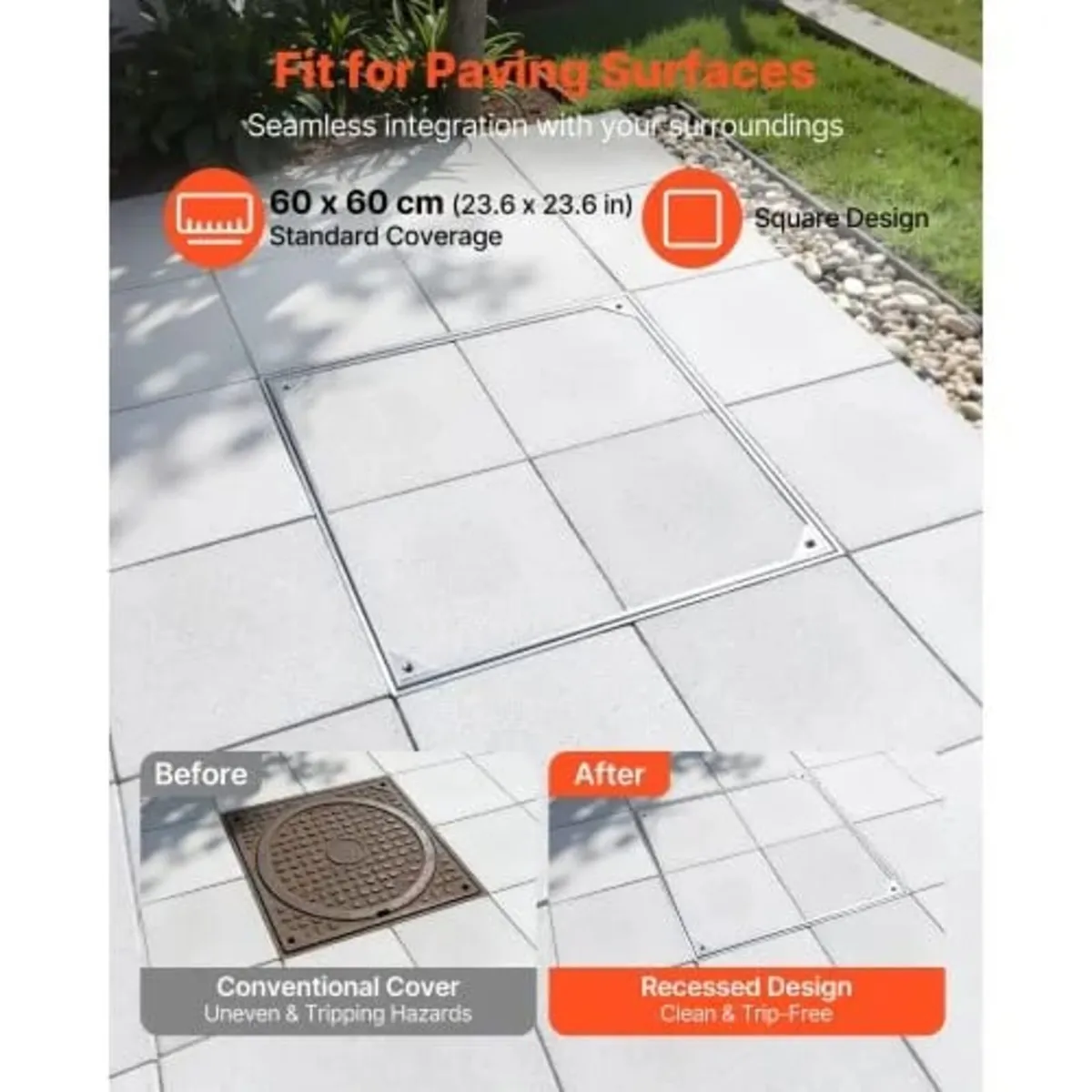 Manhole Cover with Frame, 600 x 600mm Invisible Re - Image 2