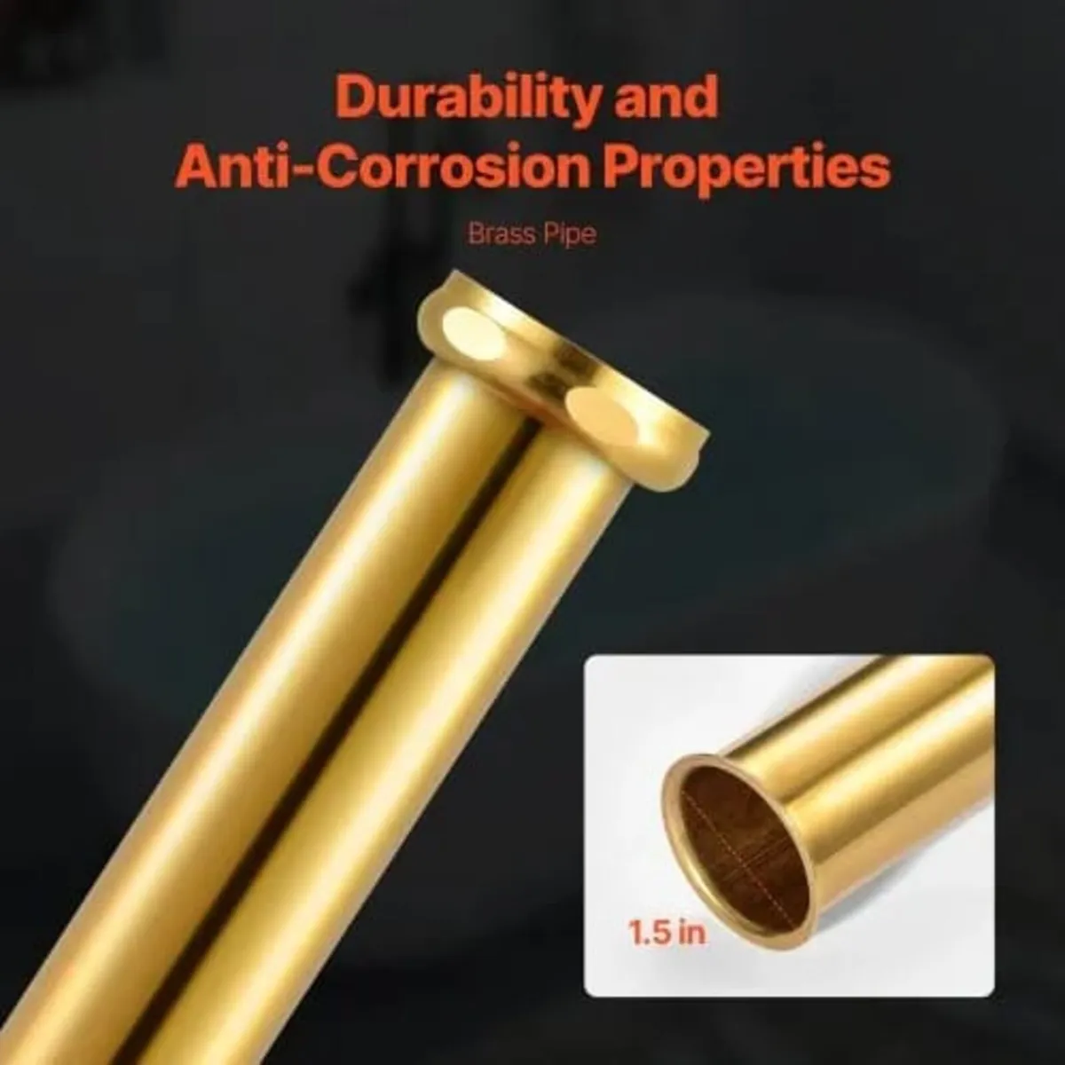 ABS Freestanding Tub Drain Kit, 2 Brass Tail Pipes - Image 4