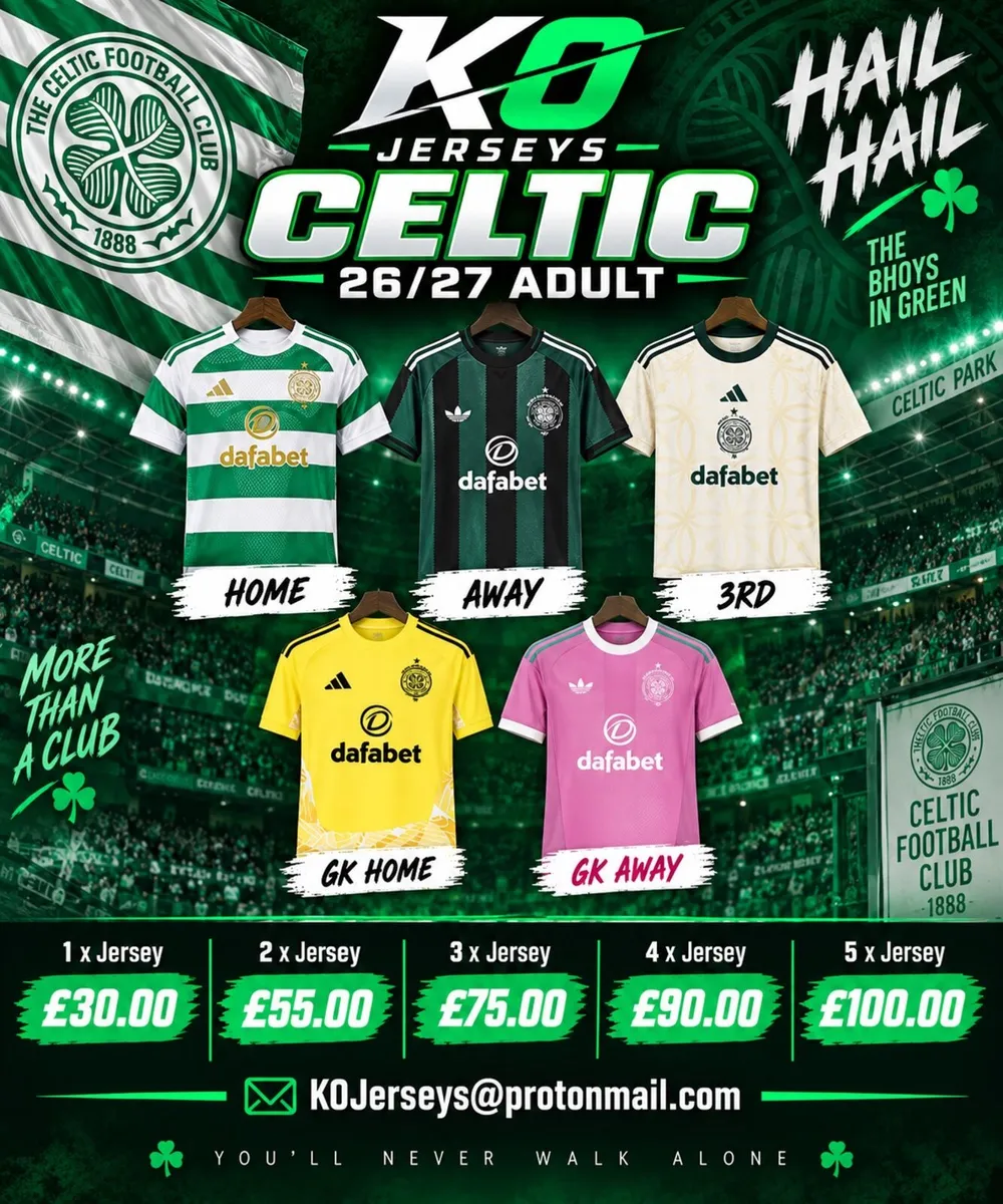 Celtic Football Shirts 26/27 Adult, Kids & Retro - Image 1