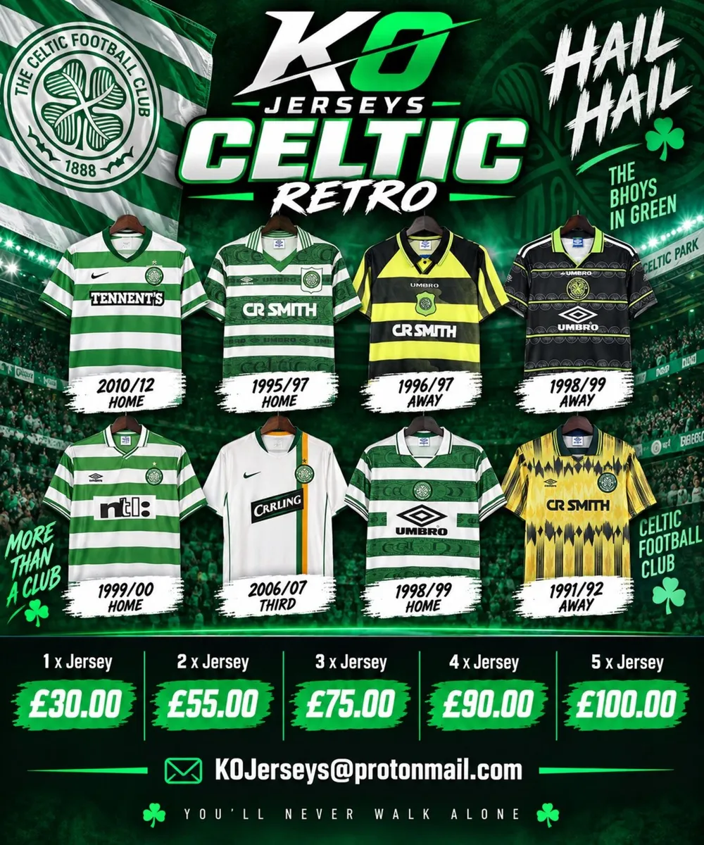 Celtic Football Shirts 26/27 Adult, Kids & Retro - Image 3