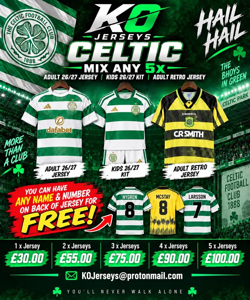 Celtic Football Shirts 26/27 Adult, Kids & Retro - Image 4