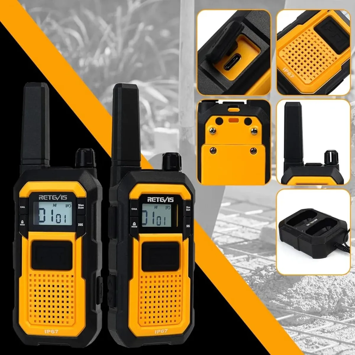 RB648 Heavy Duty Walkie Talkies, Waterproof 2 Way - Image 3