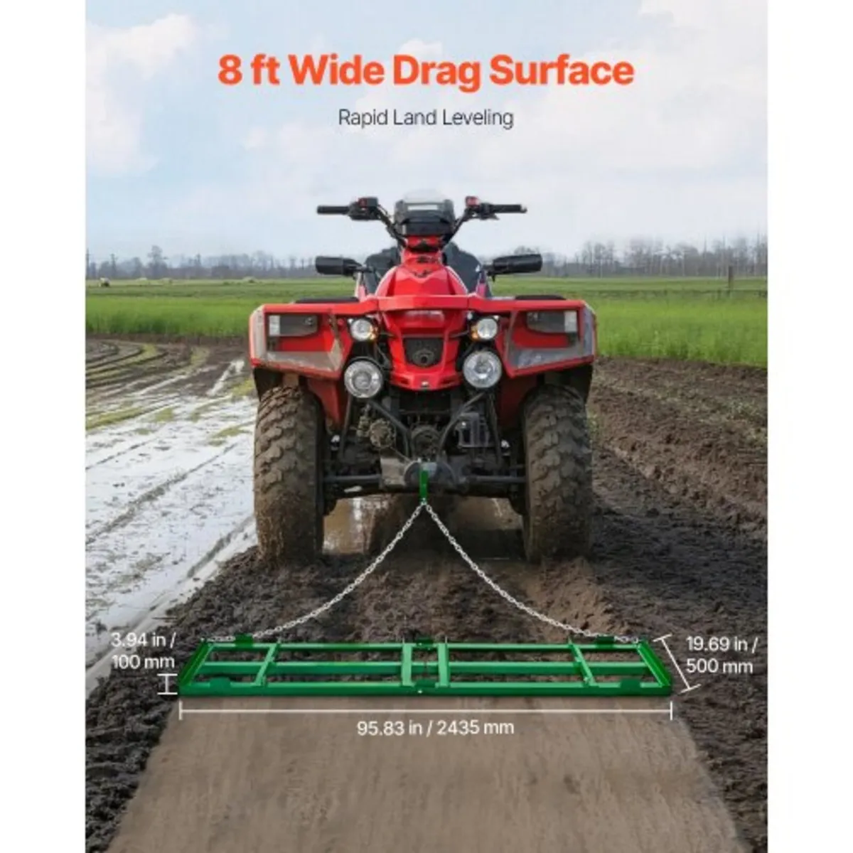 Drag Harrow, 8 ft Heavy Duty Tow Behind Drag Harro - Image 3