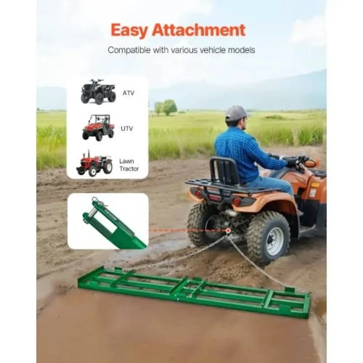 Drag Harrow, 8 ft Heavy Duty Tow Behind Drag Harro - Image 4