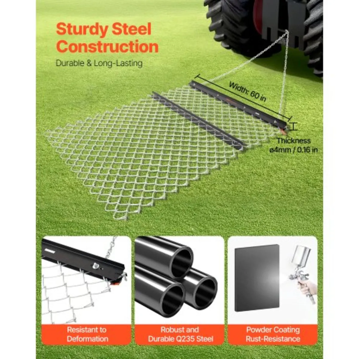 Drag Harrow, 4 x 5 ft Chain Harrow - Made from Q23 - Image 3