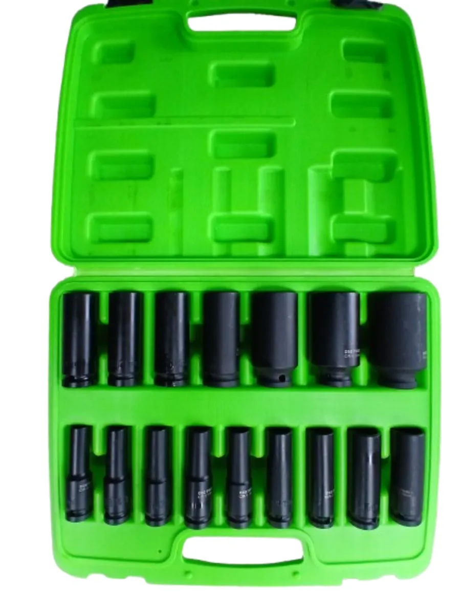 16PC 1/2″ DRIVE 12-POINT DEEP IMPACT SOCKET SET - Image 1