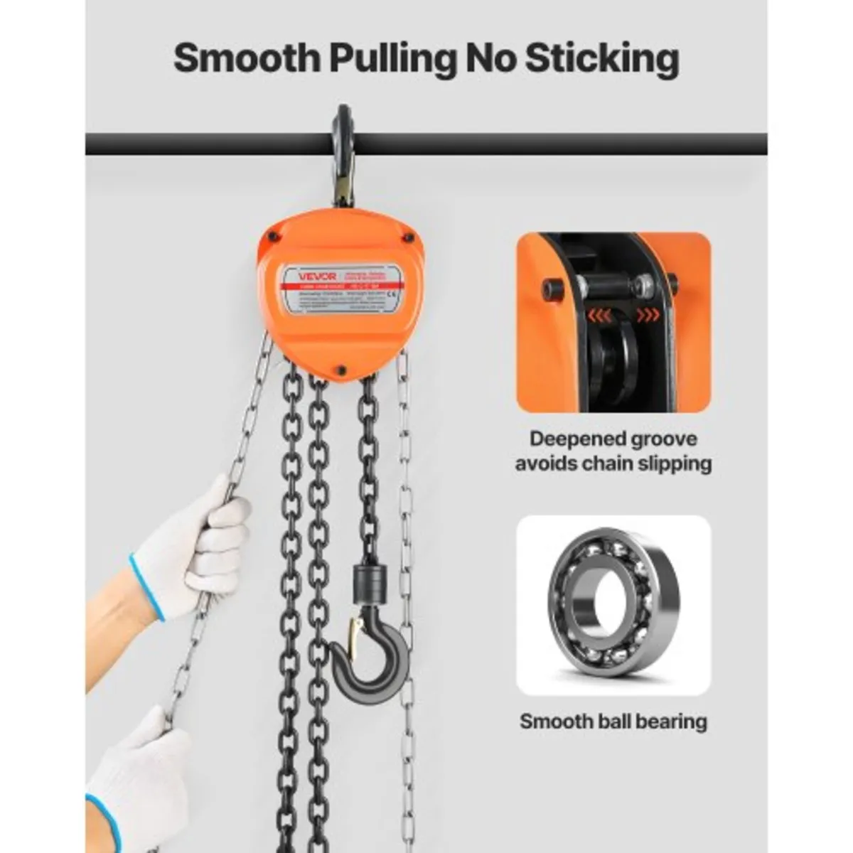 Hand Chain Hoist, 1 Ton Capacity, Manual Chain Blo - Image 4