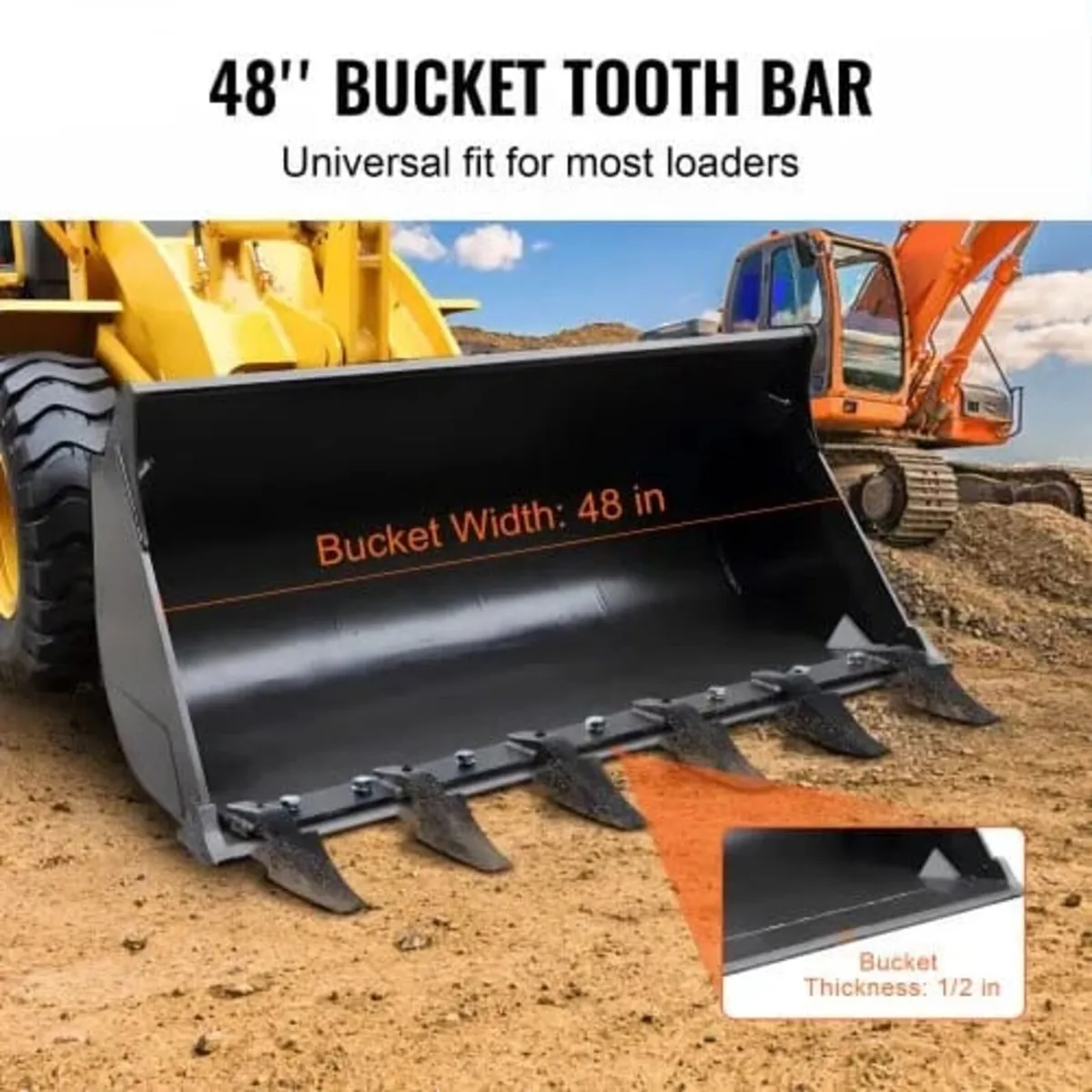Bucket Tooth Bar, 48'', Heavy Duty Tractor Bucket - Image 4