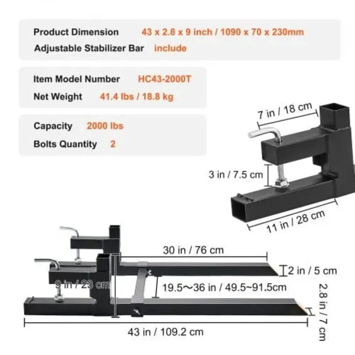 Pallet Forks, 907.2 kg Clamp on Pallet Forks, 109. - Image 4