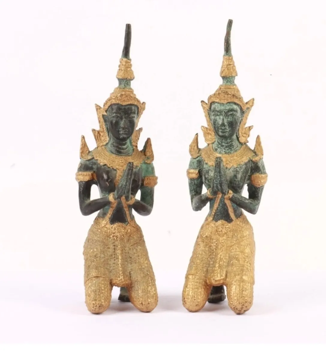 2 Vintage Thai Bronze Angel Teppanom Guardian - Image 1