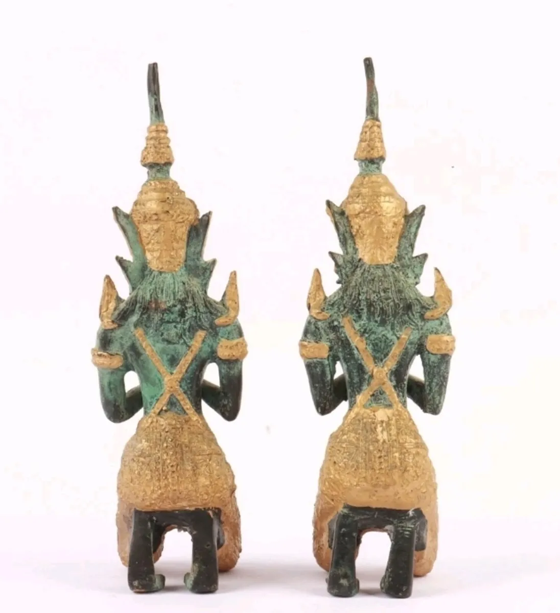 2 Vintage Thai Bronze Angel Teppanom Guardian - Image 4