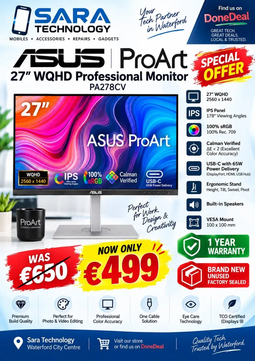 ASUS ProArt PA278CV 27” Professional WQHD - Image 1