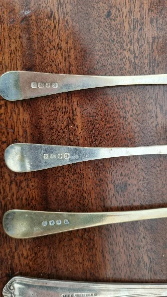 Antique Silver Pastry Forks & Butter Knifes - Image 2