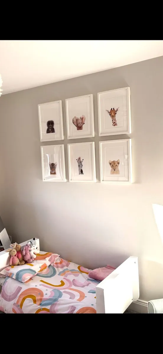 Set of Six White Framed Safari Baby Animal Prints - Image 2