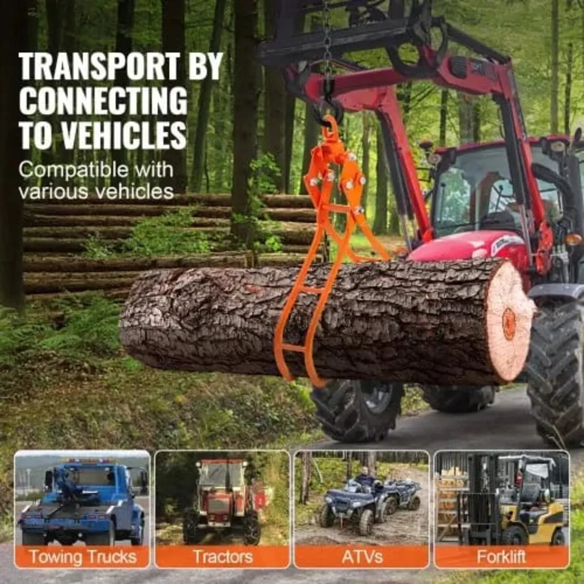 Timber Claw Hook, 28 inch 4 Claw Log Grapple for L - Image 3