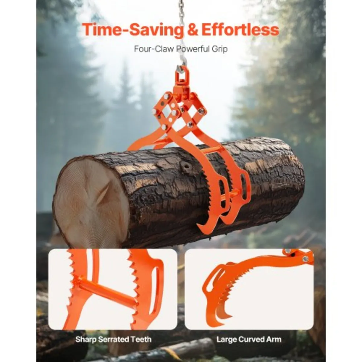 28in Log Lifting Tongs, 4-Claw Log Tongs, Heavy Du - Image 2